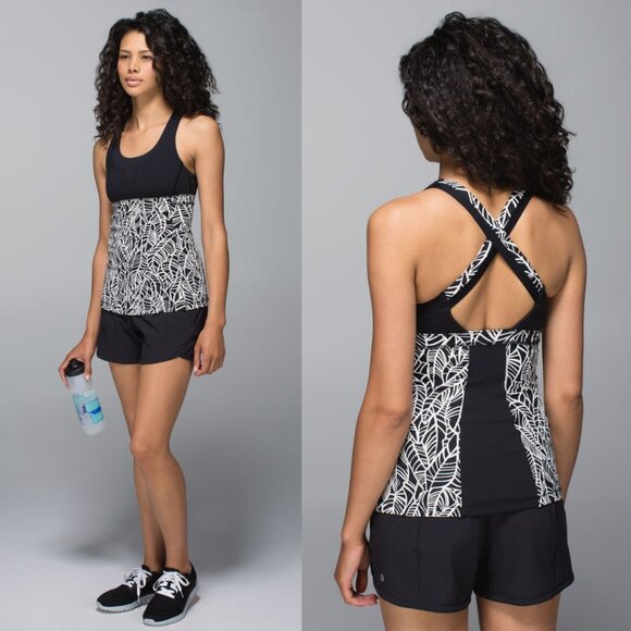 Lululemon Leaf Print Luxtreme Cross Strap Stuff Your Bra Tank - Picture 1 of 3